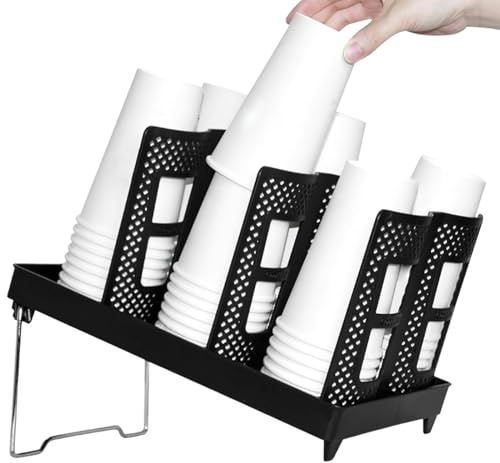 Portabicchieri – Porta bicchieri di carta e coperchio con 6 scomparti, salvaspazio, antiscivolo, 6 fessure per organizzare per tavolo da