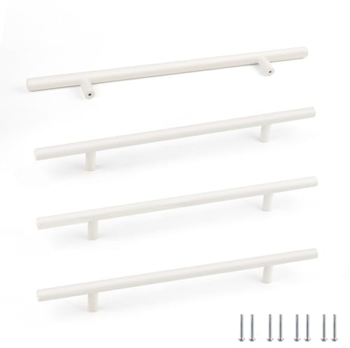 SPDYCESS 4 pezzi Maniglie per Mobili da Cucina, Maniglia per Cassetto della Porta della Camera da Letto, per Armadio per Decorazione della Casa Ufficio Bagno, Ø12 mm, Distanza dei Fori 192mm, Bianco