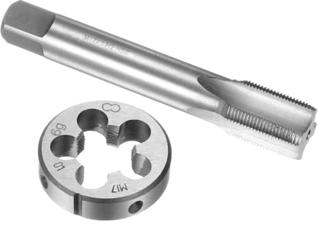 TA-VIGOR M17 x 1mm Metric Tap and Die Set, Machine Thread Screw Tap with Round Threading Die, Heavy Duty Tap & Die Kit for DIY, Repair, Cutting External and Internal Thread