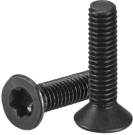 sourcing map M2-0,4 x 8 mm Flach-Torx-Kopf-Maschinenschrauben, 50 Stück, 10,9 Karbonstahl, Senkkopf, Torx, Anti-Diebstahl, schwarzes Oxid-Finish, Vollgewinde