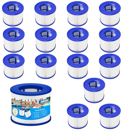 XVOYDT Lot de 16 filtres de rechange pour spa gonflable, cartouche avec filetage pour filtre spa Infinite, Clever Spa 75 x 100 mm, hauteur : 75 mm, cartouche filtrante pour piscine