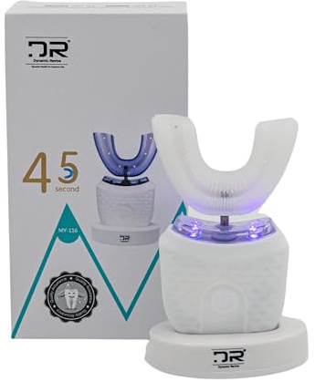 Dynamic Revive | Electric Ultrasonic Toothbrush, Upgrade Bristles 360° Automatic Toothbrush, Fully Automatic U-Shaped, for Kids Adults | Teeth Whitening, Food-Grade Silicone Brush Head White