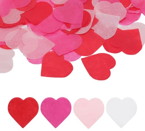 KQDRAVINE 6000 Pezzi Coriandoli Biodegradabili a Forma di Cuore, Cuori di Carta in Rosa Rosso Bianco e Pesca, Cuoricini Decorativi per Matrimonio San Valentino e Natale