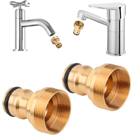 Vidsmow 2PCS Universal Tap Connector for Mixer Tap, Brass Hose Adapter and Coupling, Quick Connect Garden Hose with Male Thread, Compatible with Hose Systems, Durable Leak-Proof Outdoor Faucet