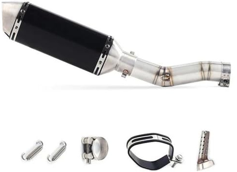 SEYXF Tubo di Scarico per Moto per Suzuki SFV650 SFV 650 per Gladius 2009 2010 2011 2012 2013 2014 2015 Scarico per Moto Slip-On, Marmitta con Raccordo E Tubo Intermedio(Black)