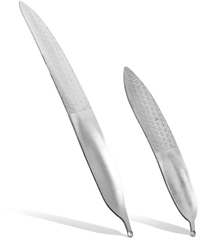 2 PCS Curved Metal Nail Files for Women Men, Toe Nail File for Thick Nails, Double Sided Stainless Steel Curved Fingernail File, Heavy Duty Seniors Efficient Care Tool (1 Large 1 Small)