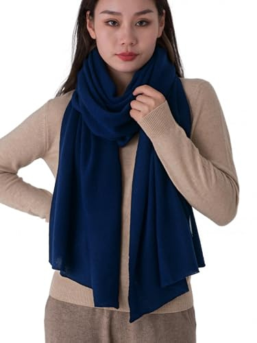 Prettystern Donna Cashmere Stola LungaCachemire Scialle Puro Cashmere Sciarpa Leggera Grande Invernale foulard Blu scur
