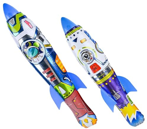 WEKAMOS Giocattolo Razzo Gonfiabile da Esterno 2 Pezzi, Razzo Volante a Mano 63 Cm e 55 Cm, Gioco di Lancio All’aperto per Coordinazione Occhio-mano e Feste di Compleanno