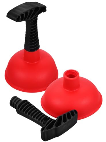 Uonlytech Lot de 2 Déboucheurs à Ventouse Puissants Rouges, Accessoires pour Évier Cuisine et Salle de Bain, Nettoyants Canalisations Efficaces pour Lavabo, et Toilettes, Outil Domestique