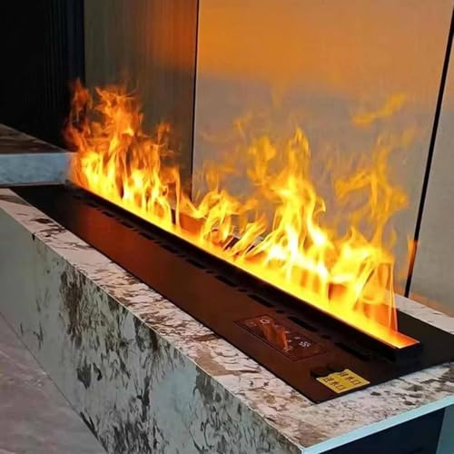 Cheminée électrique avec vapeur d'eau 3D, couleurs de flamme réglables, remplissage automatique, application et télécommande pour un usage domestique et commercial