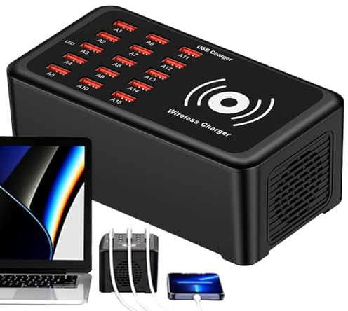 Estación De Carga Para Varios Dispositivos,15 Puertos 100W Carga Rápida | Bloque Cargador USB Para Teléfono Con Múltiples Puertos | Para Casa Oficina Viaje Negocios Establecido Dormitorio Electrónica