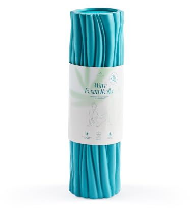 Myga Wave Foam Roller – Deep Tissue Massage Roller with Textured Surface & Bloom™ Algae Technology – Foam Roller for Muscle Recovery, Mobility, Fitness, Yoga & Pilates (Teal)
