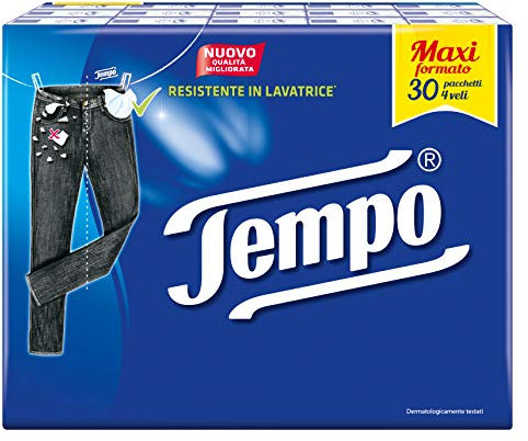 Tempo Fazzoletti Tascabili Classic - 4 veli - 30 pacchetti da 9 fazzoletti