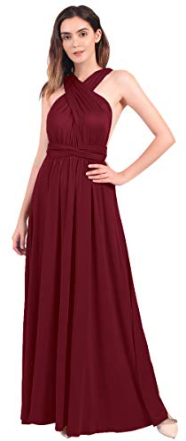 FYMNSI Damen Multiway Lange Abendkleid Hochzeit Brautjungfernkleid Bodenlang Partykleid Cocktailkleid Cabrio Wickelkleid V-Ausschnitt Festlich Kleid Rückenfrei Neckholder Maxikleid Sommer Strandkleid