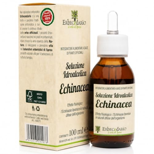 Erbecedario - Tintura Madre Echinacea, Integratore Difese Immunitarie Adulti, Estratto Naturale Immunostimolante, Benessere Delle Vie Respiratorie E Corpo, 1 Flacone 100 ml