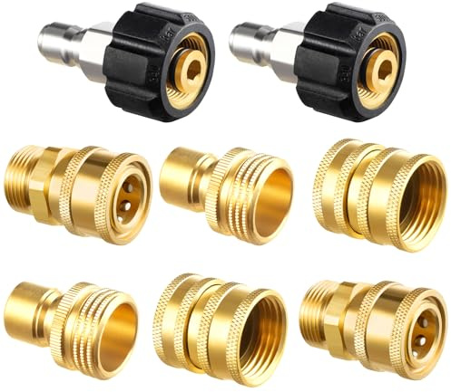 Twinkle Star Pressure Washer Adapter Set, Quick Disconnect Kit, M22 14 mm Quick Connect Swivel to 3/8'' Quick Connect Fittings, 3/4 to Quick Release