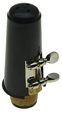 KAISH Bb-Klarinetten-Mundstück-Set mit Blattschraube, einem Blatt und Kunststoffkappe, Nickel-Blattschraube