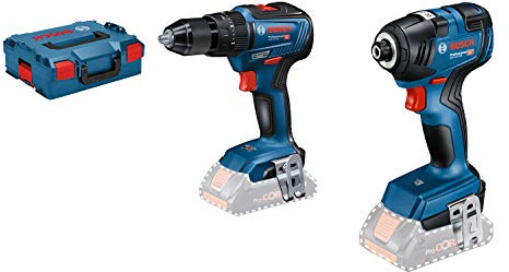 Bosch Professional 18V System GDR 18V-200 + GSB 18V-55 - Set atornillador de impacto + taladro percutor a batería (18V, sin batería, en L-BOXX)