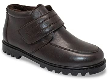 Chums Men's Wide Fit Leather Thermal Lined Twin Zip Winter Boots, Fleece Insole, Grip Sole (Sizes 6-12)