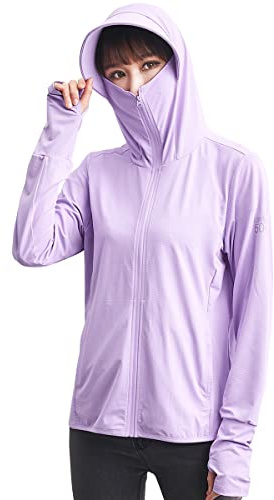 C2M Women's UPF 50+ Sun Protection Shirt Hooded Cycling Fishing Jacket Small Purple