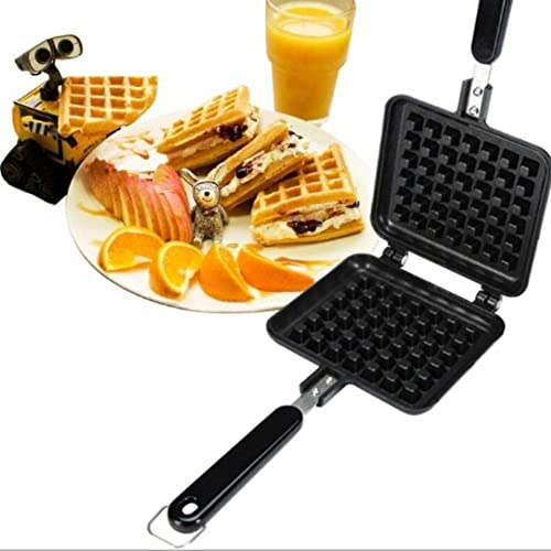 Sartén para gofres, sartén de aluminio antiadherente de doble cara con forma cuadrada para hacer gofres para el hogar, cafetería, restaurante, pastelería