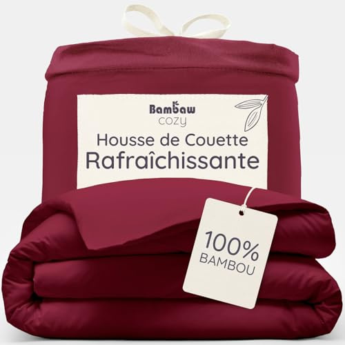 Bambaw Bambus Bettwäsche 135x200 cm, Bettbezug kühlend, 100% Bambus Deckenbezug, Bettbezug Sommer, hypoallergen, atmungsaktiv und hautfreundlich, Kuschel Bettwäsche 135x200 cm (Burgunderrot)