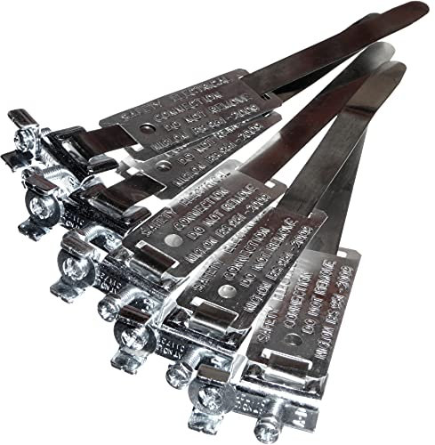 5 Pack - Adjustable Earth Bonding Straps Clamps EC14 for 12-32mm Pipes - Terminal Size A-D