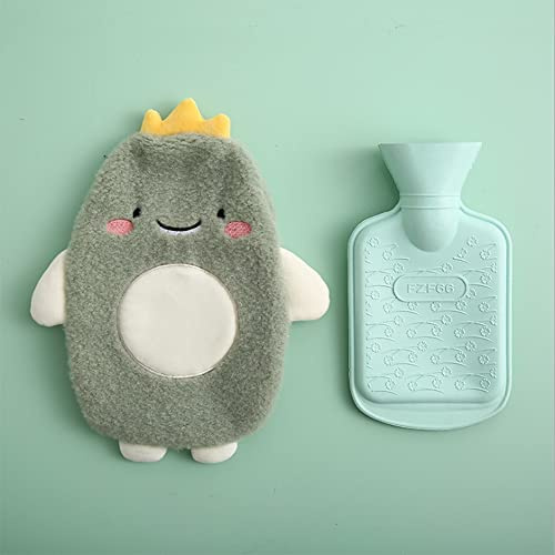 Premium Wärmflasche mit Weichem Bezug Abnehmbare 0.5 Liter Kinderwärmflasche Sichere und Haltbare Naturkautschuk Warm Hot Water Bottle Beste Geschenk (Dinosaurier-Grün)