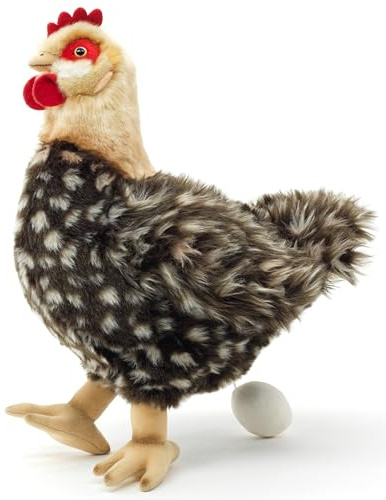 Uni-Toys – höna med ägg – 37 cm (höjd) – plyschkyckling, fågel – plyschdjur, gosedjur