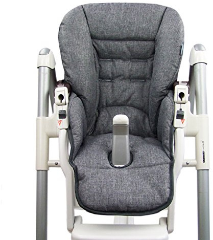 Sitzkissen kompatibel mit Peg Perego Prima Pappa Diner (meliert dunkelgrau) | Ersatzbezug , robustes und strapazierfähiges Material, weich gepolstert, waschbar