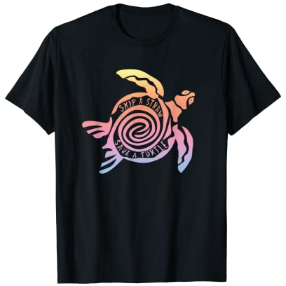 Skip A Straw Save A Turtle Pailles réutilisables en plastique T-Shirt