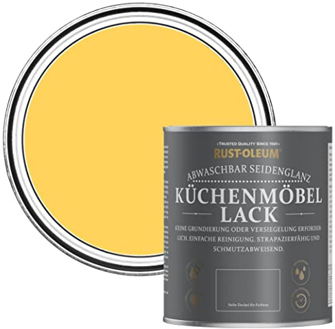 Rust-Oleum Yellow Scrubbable Kitchen Cupboard Paint in Satin Finish - Lemon Jelly 750ml