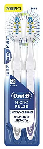 Oral-B Adult Electric Toothbrush, Vibrating Bristles, Battery Powered, 2 Count, U Shaped Head, Soft Bristles, Manual Operation, Sustainable Material, 2 Pack