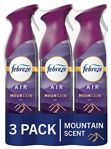 Febreze Air Mist Air Freshener Spray, Odor-Fighting Room Spray, Air Fresheners for Home and Bathroom and Kitchen, Aerosol Can, Mountain Scent, Purple, 8.8oz (Pack of 3)
