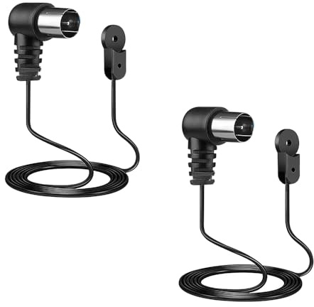 DollaTek 2 Stück UKW-Antenne für HiFi NTSC 75 Ohm UKW-Radioantenne mit 1,5 m Verlängerungskabel für Yamaha Onkyo usw. Tischplatte für Heimstereoempfänger Radioempfängerantenne