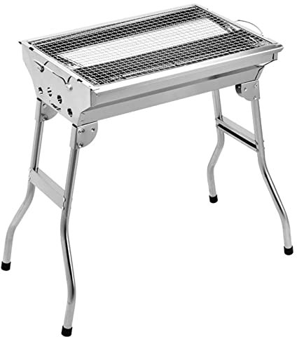 JATIBOSH Edelstahl Holzkohlegrill, Klappgrill Outdoor BBQ Grills, Portable Campinggrill, Standgrilll, Grillwagen Kohlegrill 73x 70x 33cm für 5-10 Personen Picknick Camping Outdoor Garten