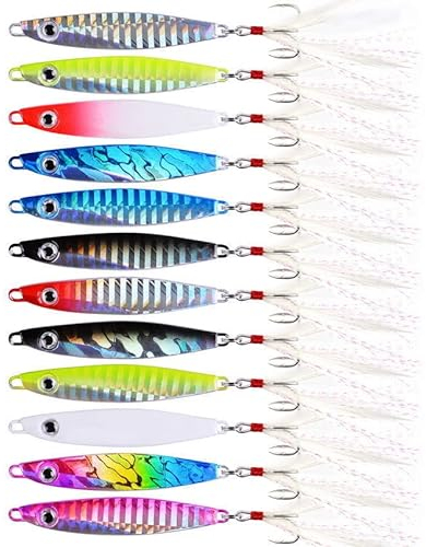 12 uds/7g 12g 17g 22g 30g 40gCrankbait Jig cucharas Wobbler Cebo mar Pesca Señuelos Cuchara de Metal Jigs Carpa Pesca señuelo (Color : 12PCS, Size : 22g 6.5cm)