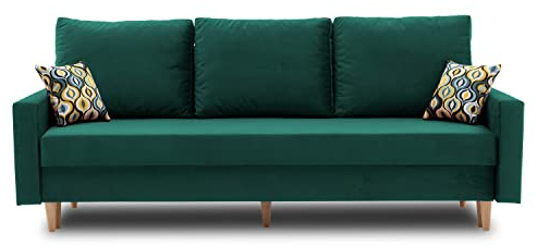 Schlafcouch ETNA PRO und Bettaksen - Modernes Design - Polyurenthanschaum T-30 + bonell (Holzfüße, Kronos 19)