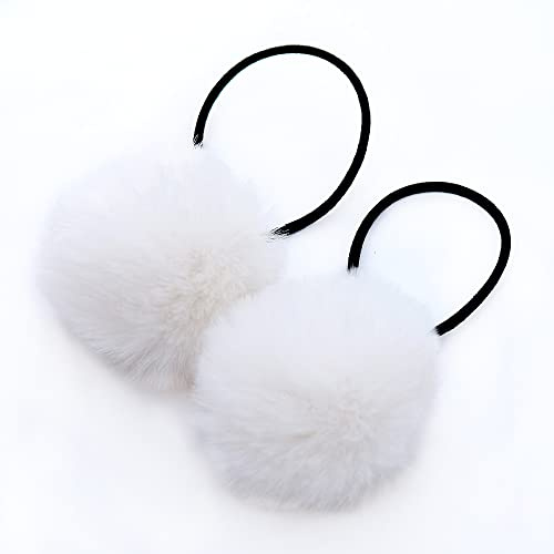 Wambere 20 Stück Nette Kopfbedeckung,5cm Pompom Haarband Baby Haargummi Kleine Kugel Pferdeschwanzhalter Mädchen Pelzknäuel Haargummis Baby Haarschmuck Pferdeschwanz Halter,Weiß