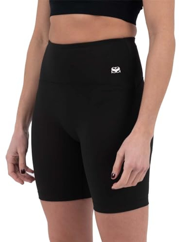 SCRAMBLE Hearts Seamless Gym Shorts for Women - Black. Womens High Waisted Training Shorts for Running, Cycling, Yoga & MMA Sports. Athletic Workout Clothing for Ladies-XL