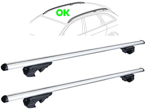 Rebeca Shop® Barre Portapacchi Portatutto Universali per Auto Con Railing di serie rialzati/Serratura Antifurto 135cm o 120cm Design Registrato (120 Centimetri)