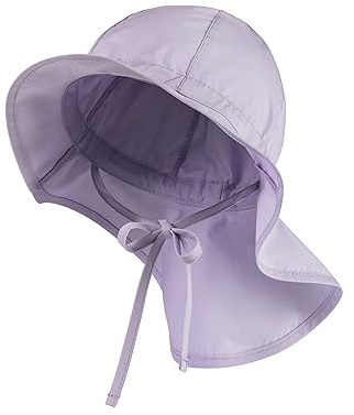 Sterntaler Baby solhatt med knytband – babyhatt UV solskydd 50+ – solhatt av ekologisk oplin – toppmössa med nacksolskydd ger optimalt solskydd, lila, 47