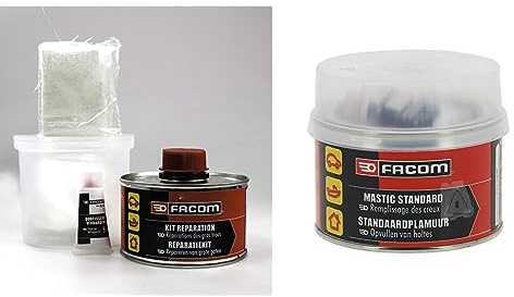 Facom 006050 Kit Réparation Résine/Mat Verre, 250 g & 006052 Mastic Polyester Standard 500 g