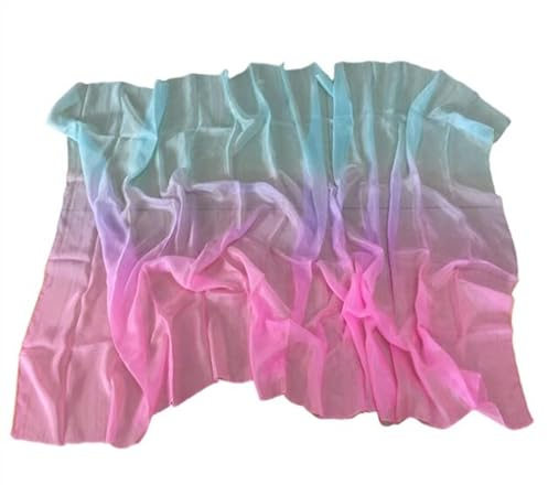 TIYGHI Tanzschleier Seide Bauchtanz-Seidenschleier, 200 cm, 250 cm, 270 cm, handgeflochtener Schal, Schal, Gelb, Orange, Rosa, Lila, Farbverlauf. (Color : As pciture-02, Size : 250cmX114cm-H)
