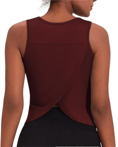 Weardear Damlinne, sommar, sportskjortor, toppar, kvinnor, öppen rygg, tanktoppar, träning, racerback, fitness, S–XXL, Rött vin, XL
