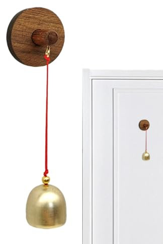 Timbre de puerta de metal retro, campanilla de viento de madera creativa vintage para decoración de entrada, campanas de latón