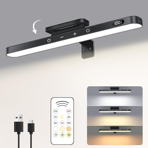 WILLED Bilderleuchte Kabellos, 3W Bildbeleuchtung mit Fernbedienung, Akku Wandleuchte Innen, 3 Farbtemperaturen, Dimmbar Dart Beleuchtung, Wiederaufladbare Led Wandlampe mit Timer, Schwarz
