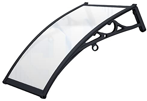 SORVA Markisen für Türen, Türfenstermarkise, Terrassen-/Verandamarkise, Polycarbonat-Unterstand, gewölbtes Design, UV-beständige Halterung aus Aluminiumlegierung, Starke Tragfähigkeit (Farbe: klar