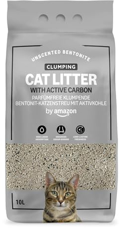 by Amazon Clumping Unscented Cat Litter with Active Carbon 10L (Pack of 1)