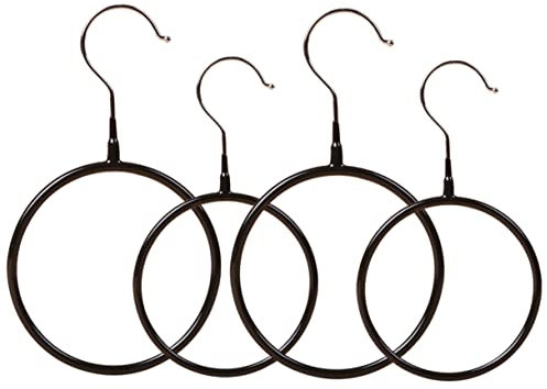 BUGUUYO Metallrunder Schal Und Krawattenhalter 4 Stück Metallring Organizer Für Kleiderschrank Aufbewahrung Von Schals Tüchern Und Krawatten Platzsparend Mit Glatter Oberfläche Schwarz